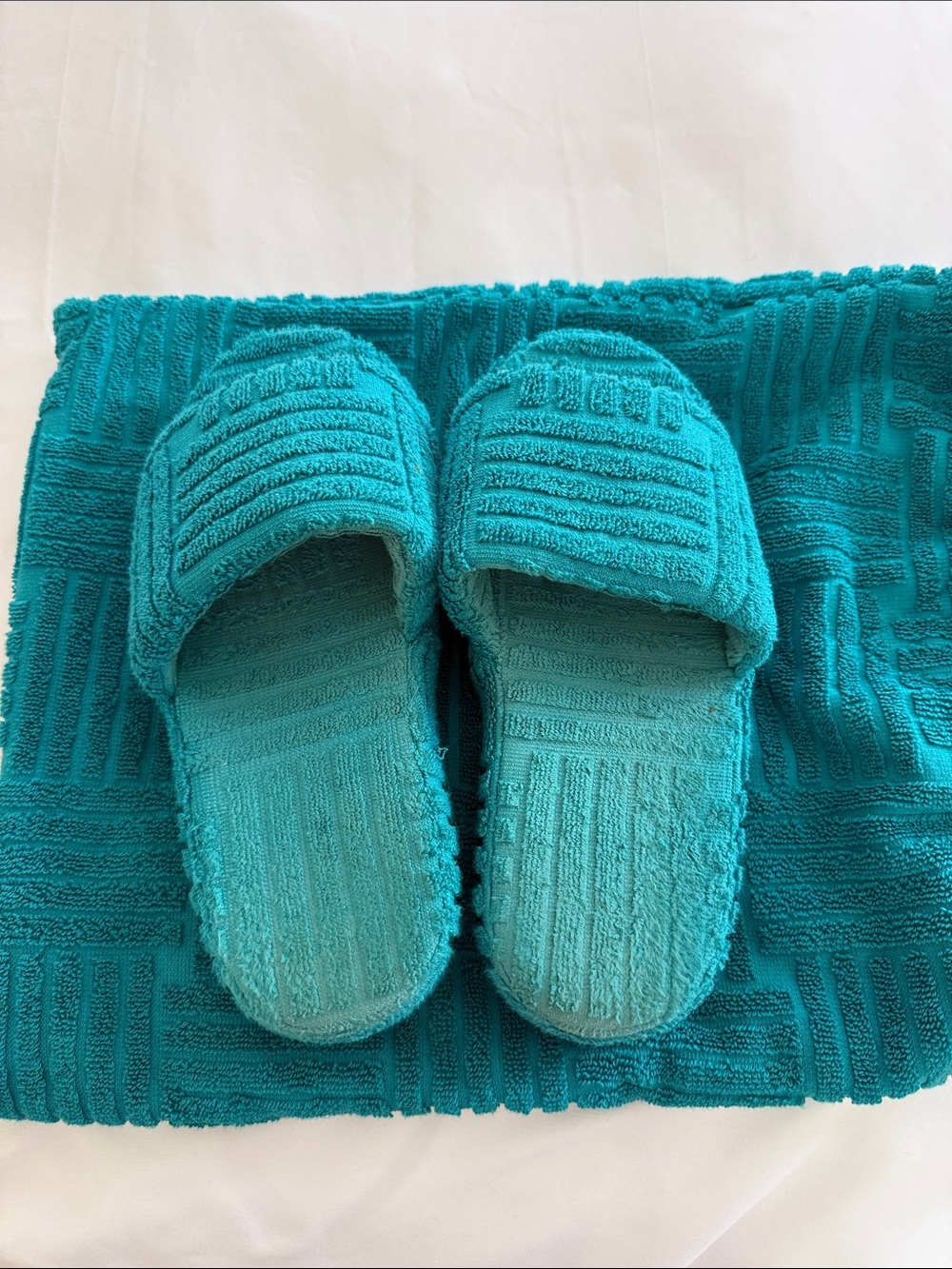 Bottega Veneta Turquoise Slide Slippers